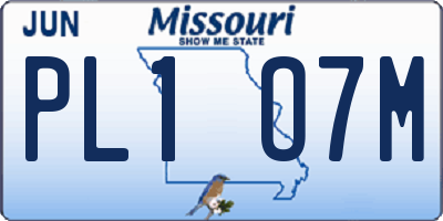 MO license plate PL1O7M