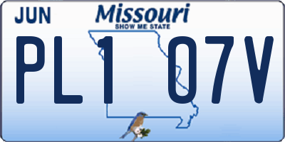 MO license plate PL1O7V