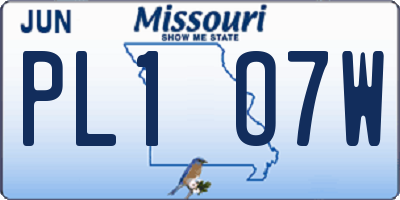 MO license plate PL1O7W