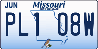 MO license plate PL1O8W