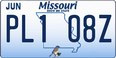MO license plate PL1O8Z