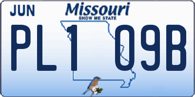 MO license plate PL1O9B