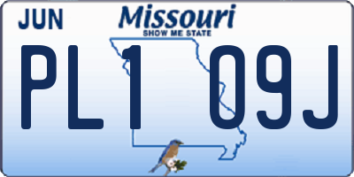 MO license plate PL1O9J