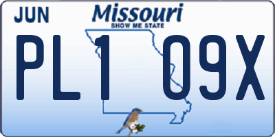 MO license plate PL1O9X