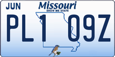 MO license plate PL1O9Z