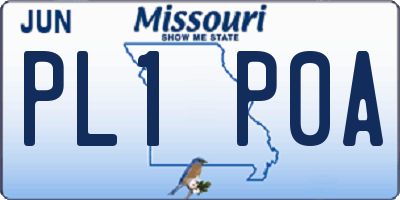 MO license plate PL1P0A