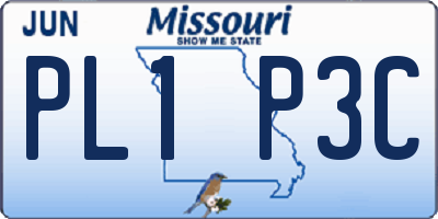 MO license plate PL1P3C