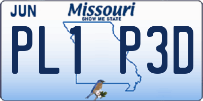 MO license plate PL1P3D