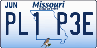 MO license plate PL1P3E