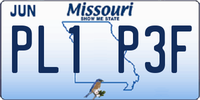 MO license plate PL1P3F