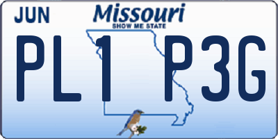 MO license plate PL1P3G