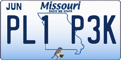 MO license plate PL1P3K