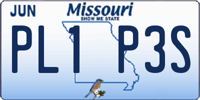 MO license plate PL1P3S