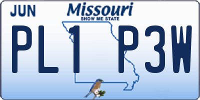MO license plate PL1P3W