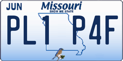 MO license plate PL1P4F