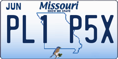 MO license plate PL1P5X