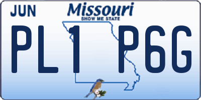 MO license plate PL1P6G