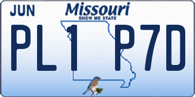 MO license plate PL1P7D