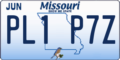 MO license plate PL1P7Z