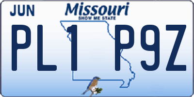 MO license plate PL1P9Z
