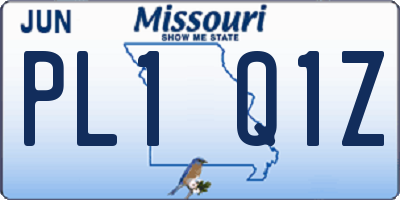 MO license plate PL1Q1Z