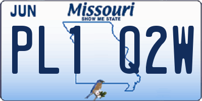 MO license plate PL1Q2W