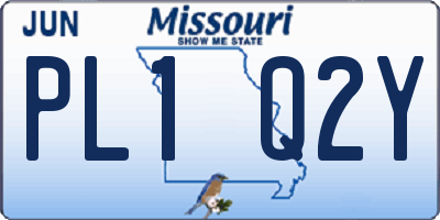 MO license plate PL1Q2Y