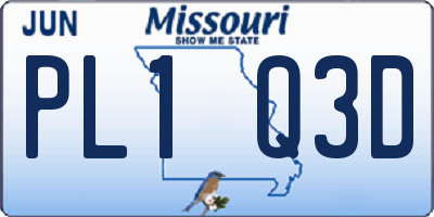 MO license plate PL1Q3D