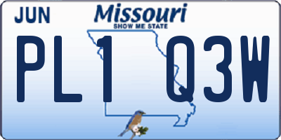 MO license plate PL1Q3W