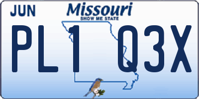 MO license plate PL1Q3X