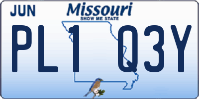 MO license plate PL1Q3Y