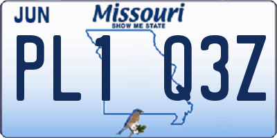 MO license plate PL1Q3Z