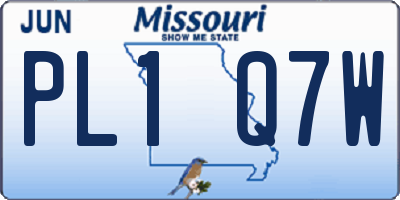 MO license plate PL1Q7W