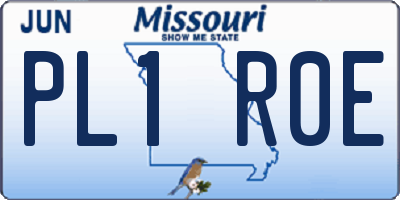 MO license plate PL1R0E
