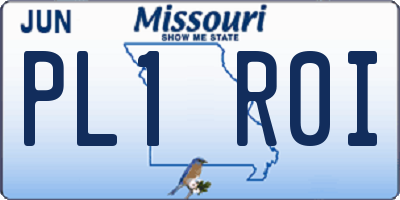 MO license plate PL1R0I