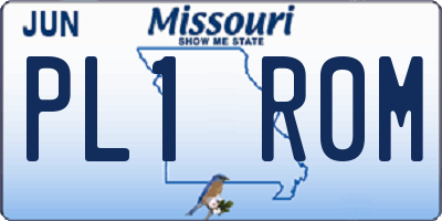 MO license plate PL1R0M