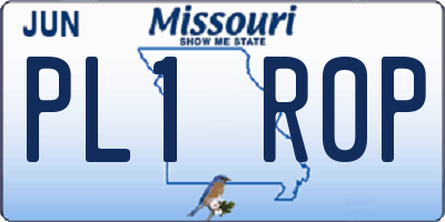 MO license plate PL1R0P