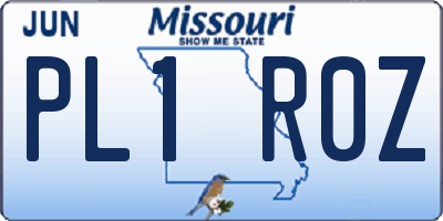 MO license plate PL1R0Z
