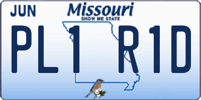 MO license plate PL1R1D