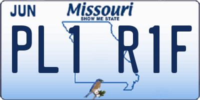 MO license plate PL1R1F