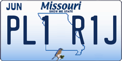 MO license plate PL1R1J