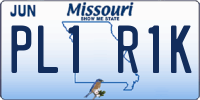 MO license plate PL1R1K