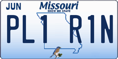 MO license plate PL1R1N