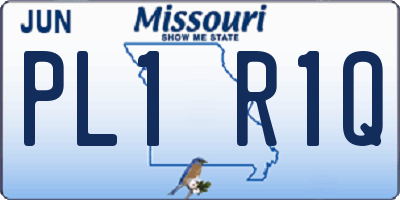 MO license plate PL1R1Q