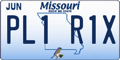 MO license plate PL1R1X