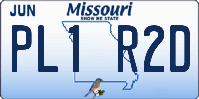 MO license plate PL1R2D