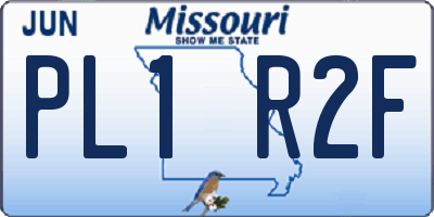 MO license plate PL1R2F