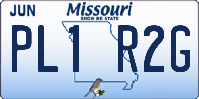 MO license plate PL1R2G