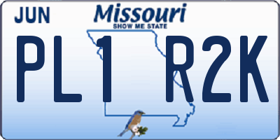 MO license plate PL1R2K