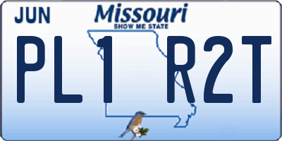MO license plate PL1R2T